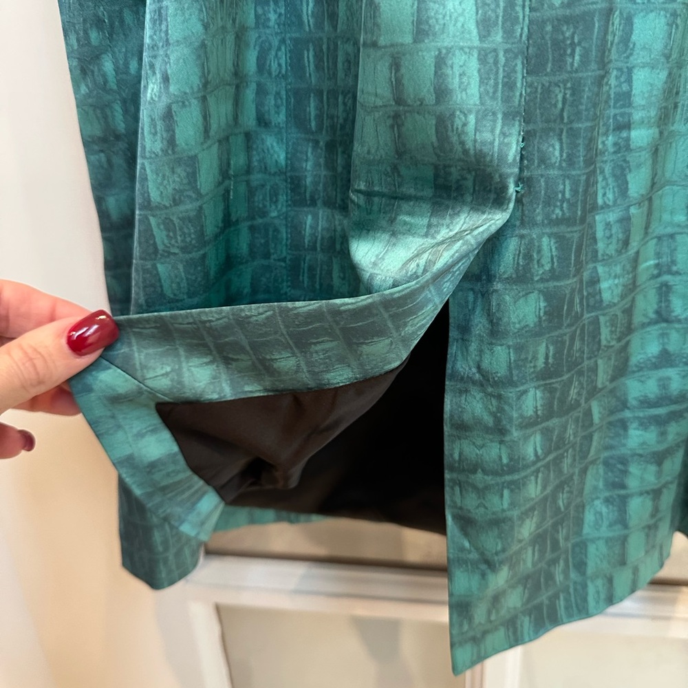 Jay Godfrey Teal Python Print Silky Smooth Fitted… - image 7